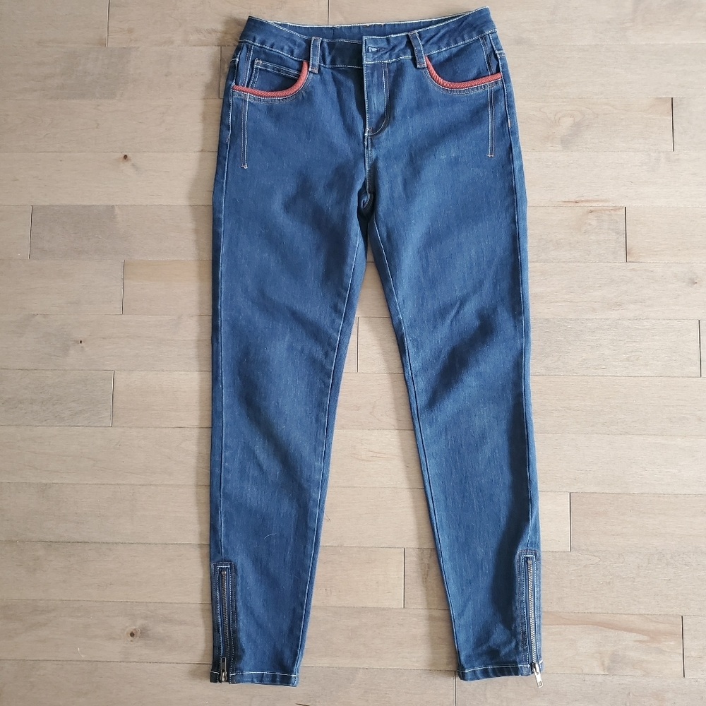 Toyouth funky skinny low waist jeans with orange trim size 29